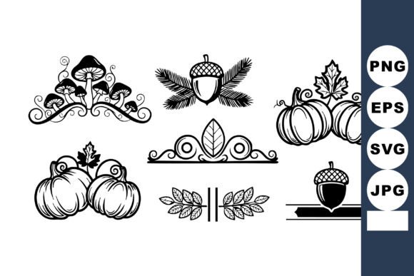 Autumn Decorative Elements with Pumpkins: A Graphic Design Asset for Cozy Branding