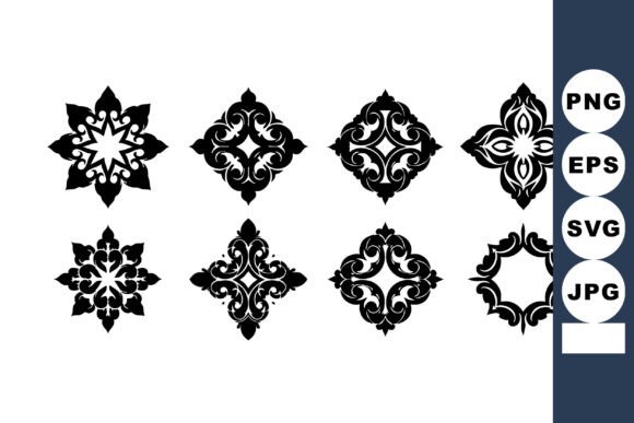 Black Ornamental Decorative Vintage Flor: A Bold Graphic Asset for Editorial and Web Design