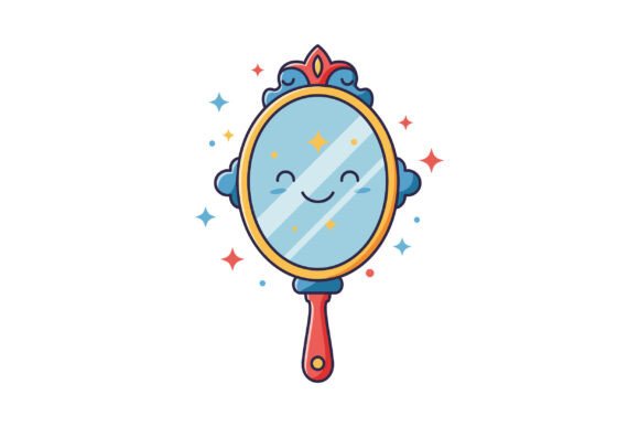 Cheerful Smiling Mirror with Decorative Graphics