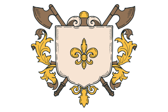 Crossed Axes Blazon Template: Graphics & Illustrations