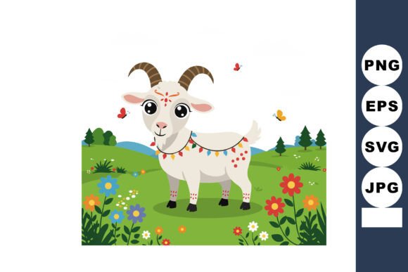 Cute White Goat with Decorative Lights I