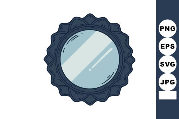 Dark Decorative Round Mirror: A Versatile Graphic Design Asset for Editorial and Web Use