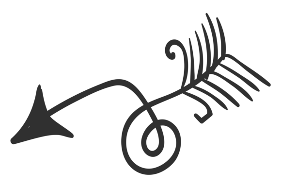 Decorative Arrow Hand Drawn Ornate Doodle for Graphics and Illustrations