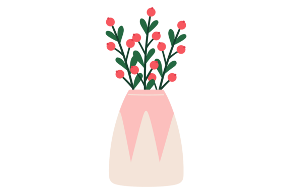 Decorative Botany Vase. Trendy Home Plan Graphics