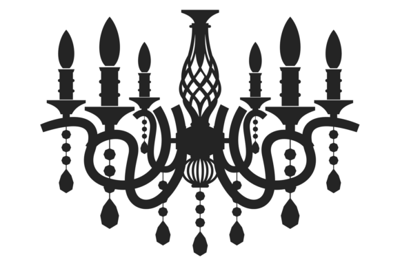 Decorative Chandelier Black Icon for Commercial Graphics