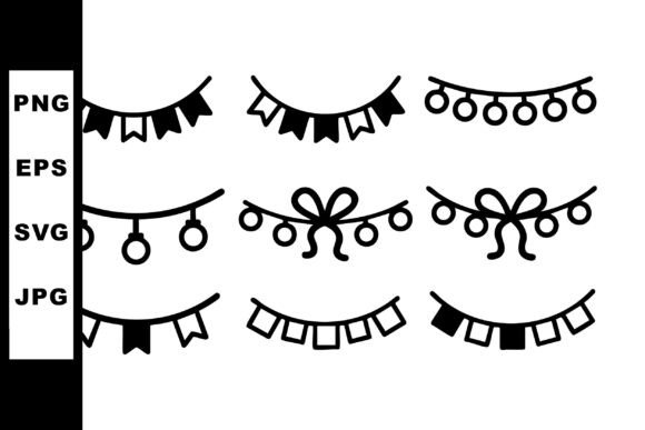 Decorative Festive Garlands and Bunting for Website Graphics