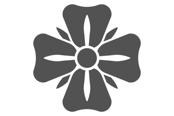 Decorative Flower Silhouette Logo in Black