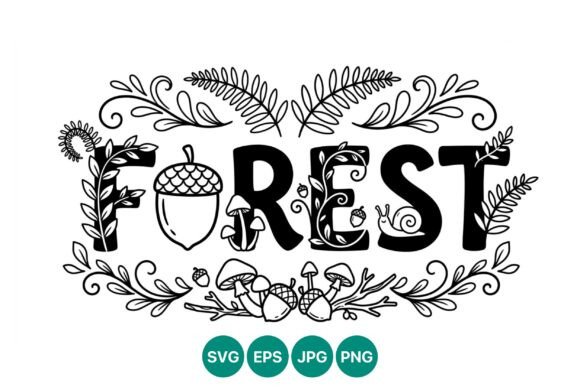 Decorative Forest Lettering Acorn: A Versatile Graphic for Local Business Branding