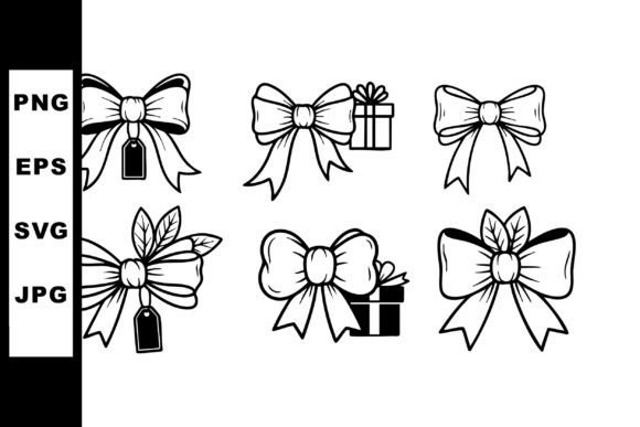 Decorative Gift Bows with Tags and Prese: A Festive Graphic Design Asset