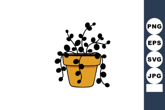 Decorative Potted Plant Graphics for Local Business Branding