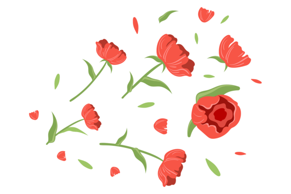 Decorative Red Flower Ornament: A Romantic Graphic for Creative Projects