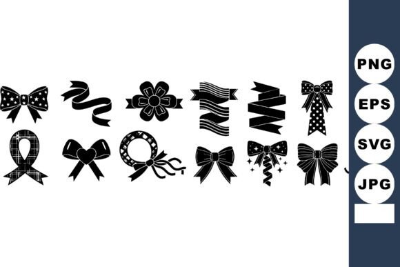 Decorative Ribbon Bows and Festive Bow K: A Versatile Graphic Design Asset