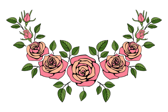 Decorative Rose Frame Element for Illustrations and Graphics
