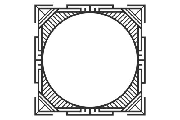 Decorative Square Frame in Retro Modern for Graphics and Illustrations