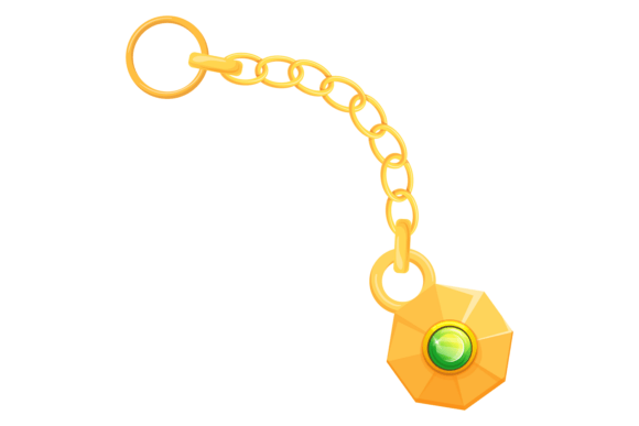 Decorative Trinket with Green Gem. Golde