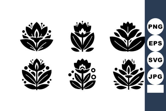 Floral Decorative Vector Icons: A Minimalist Craft Asset for Graphics and Illustrations
