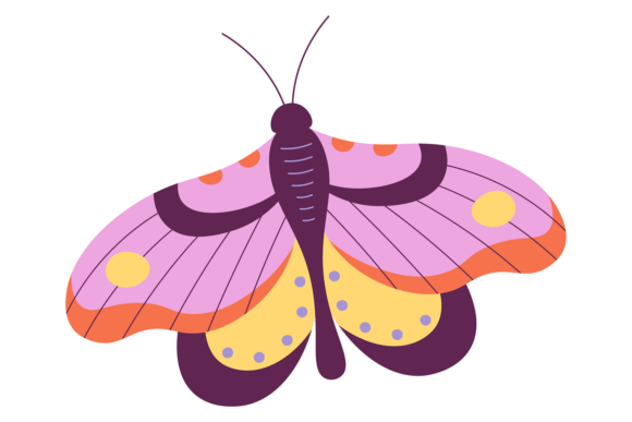 Flying Moth with Decorative Ornate Wings: A Unique Graphic for Local Branding