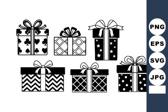 Gift Boxes with Decorative Ribbons and Patterns: A Festive Graphic for Crafters
