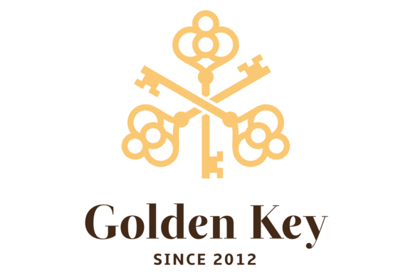 Golden Key Emblem. Decorative Business L