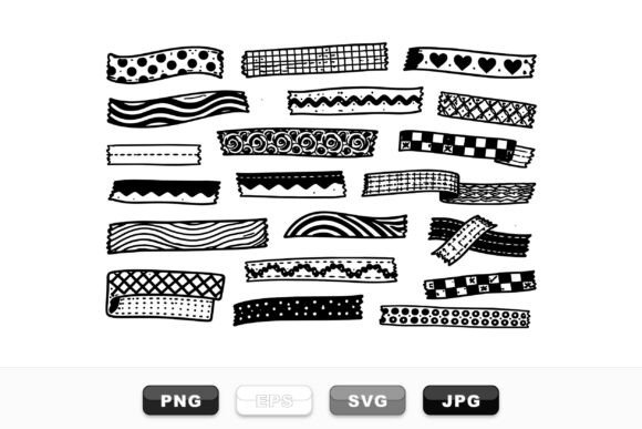 Hand Drawn Decorative Tape Strips: A Playful Graphic Design Asset for Creative Sellers