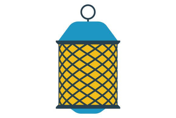 Islamic Lantern Color Icon: A Decorative Graphic for Editorial and Web Design