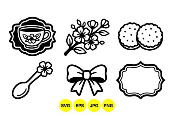 Tea Time Decorative Clipart Set: A Versatile Graphic Design Asset for Crafters