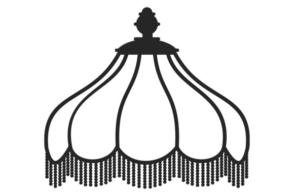 Vintage Lampshade Black Icon: A Decorative Graphic for Editorial and Web Publishing