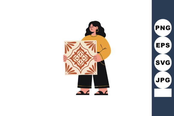 Woman Holding Decorative Tile with Geome: A Designer’s Perspective